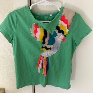 Mini Boden Green Tee with Colorful Bird Design